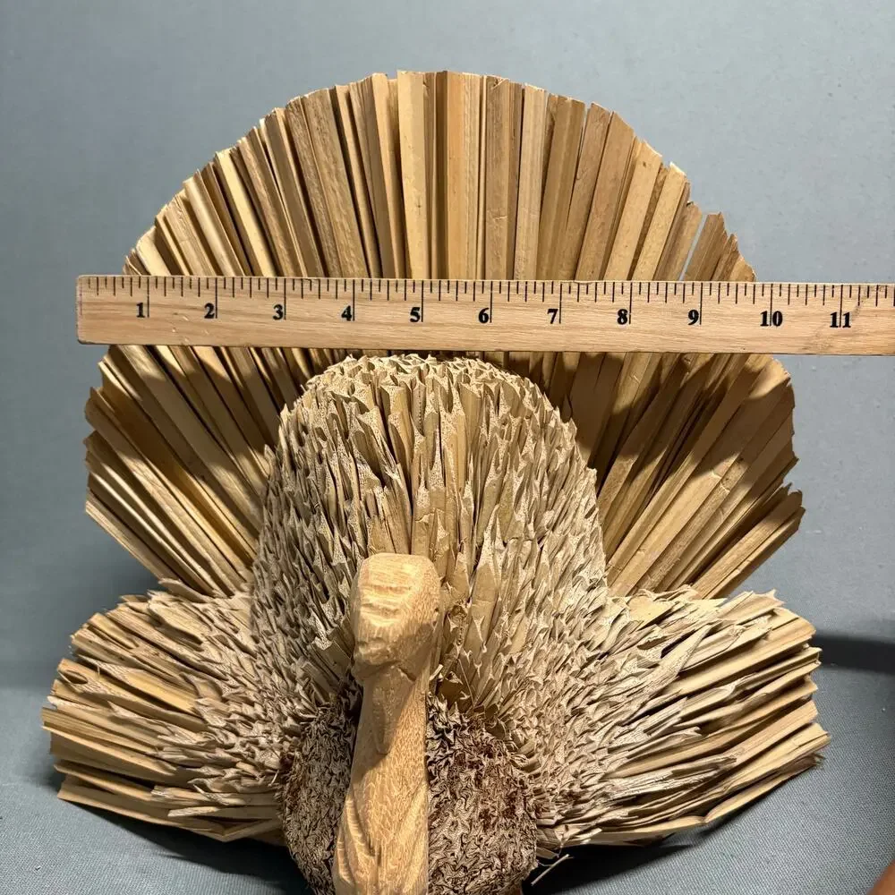 Handcrafted Man Woman Turkey Figurines‎ Thanksgiving Decor Straw Wood Corn Husks